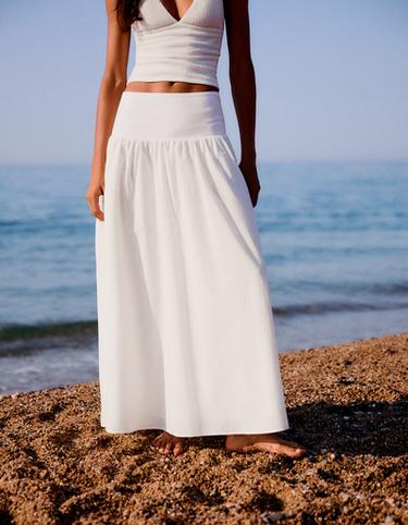 Midi skirt with cummerbund — White 3