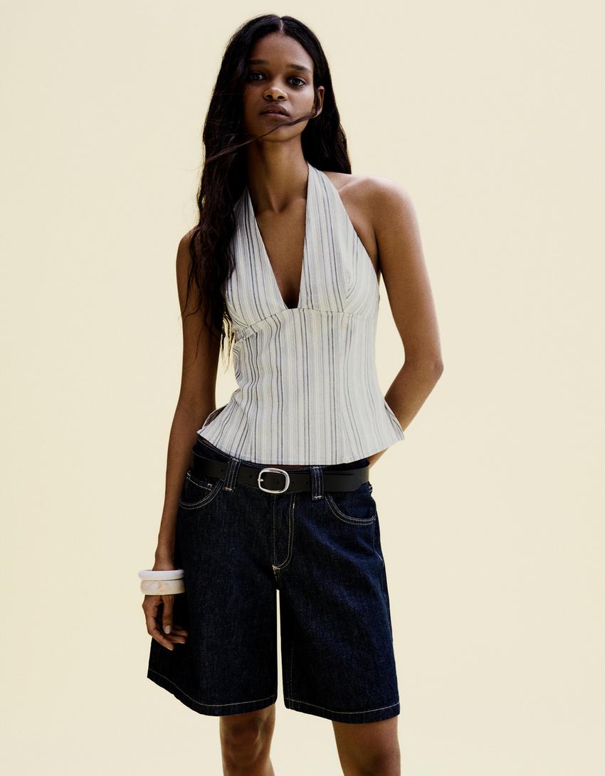 Çizgili halter top-Açık mavi