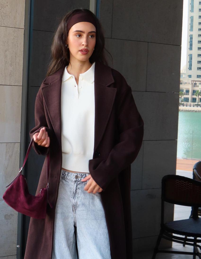 Bolso mini efecto antelina-Burdeos