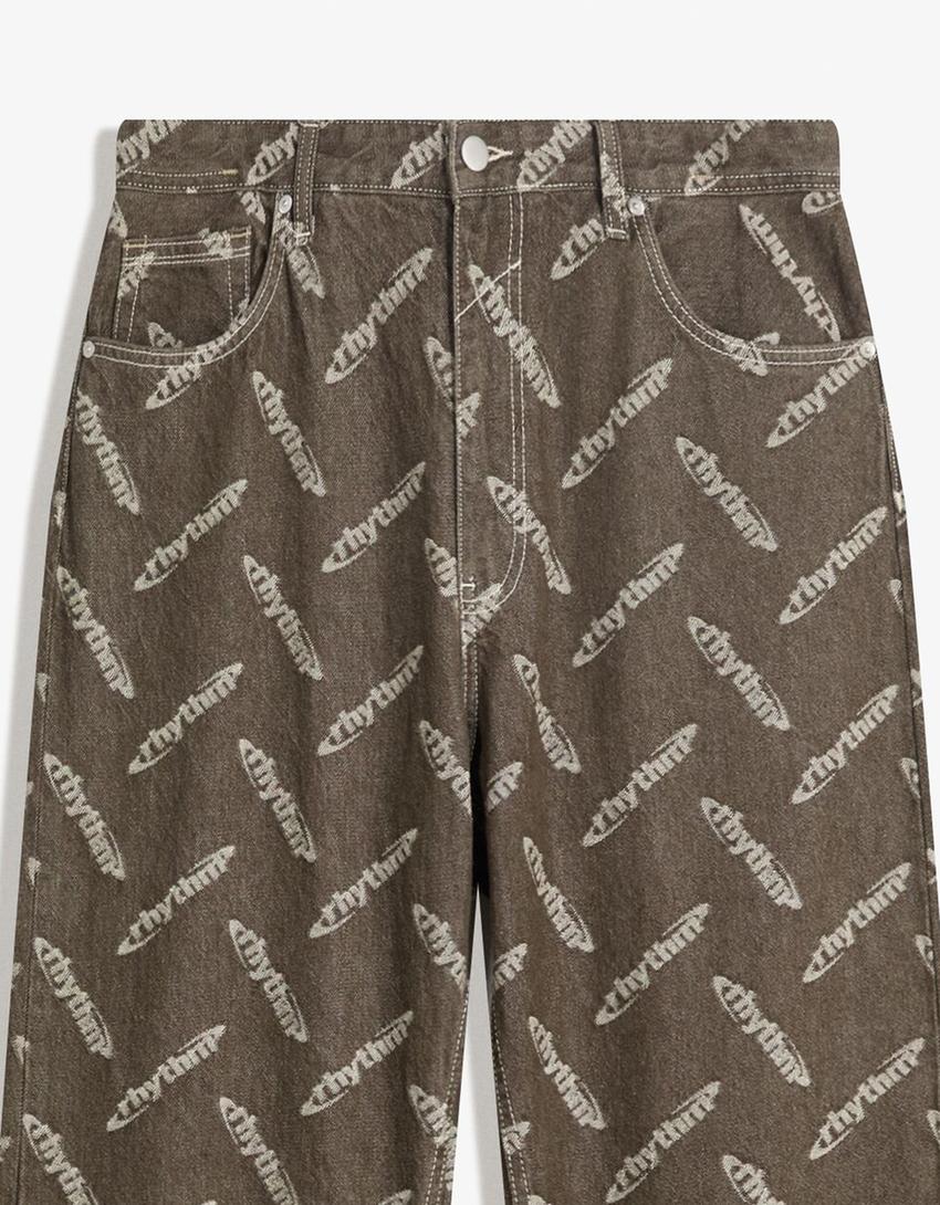 Jean baggy jacquard-Marron-2