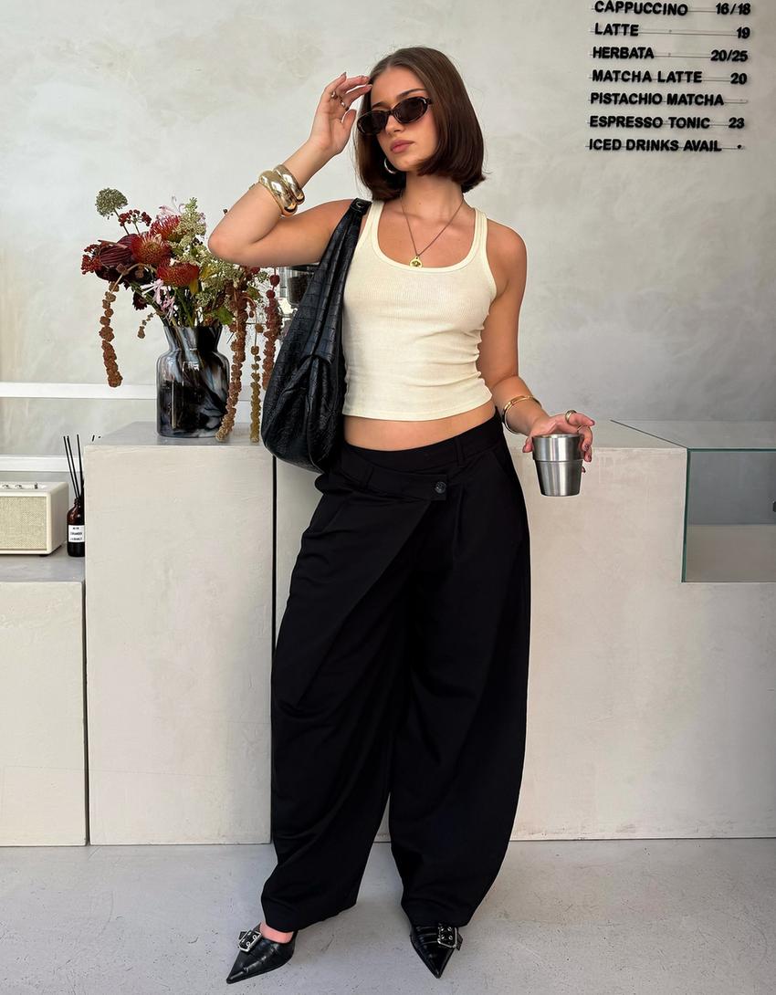 Pantalón tailoring cintura cruzada-Negro-2