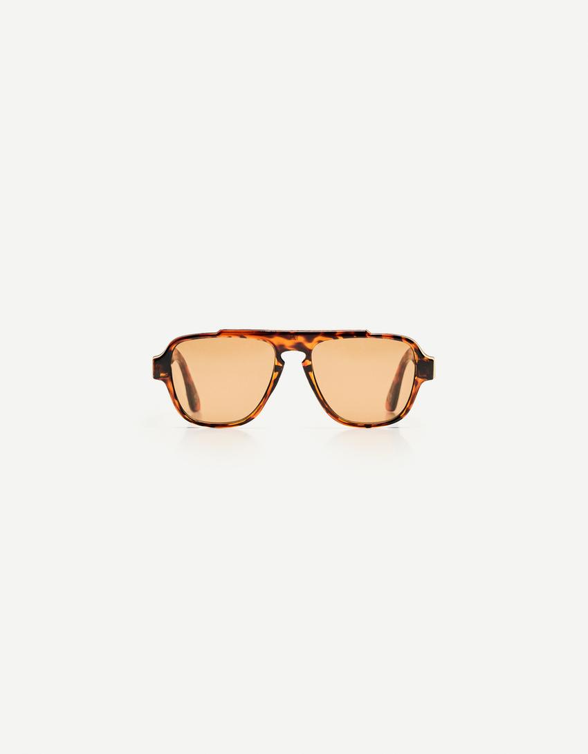Lunettes de soleil monture épaisse-Marron-3