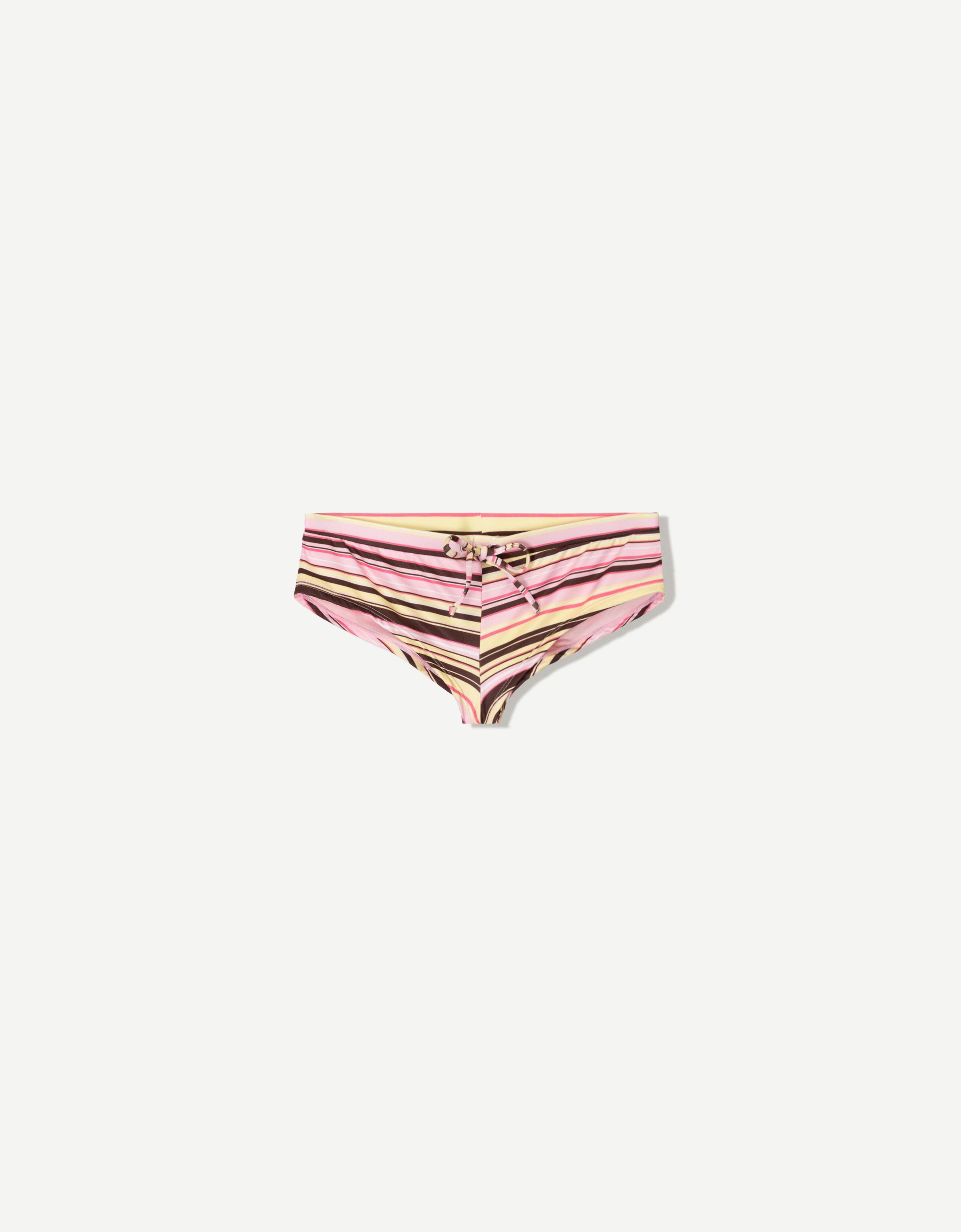 Bershka Gestreifte Hot Pants Bikini Hose Damen S Rosa