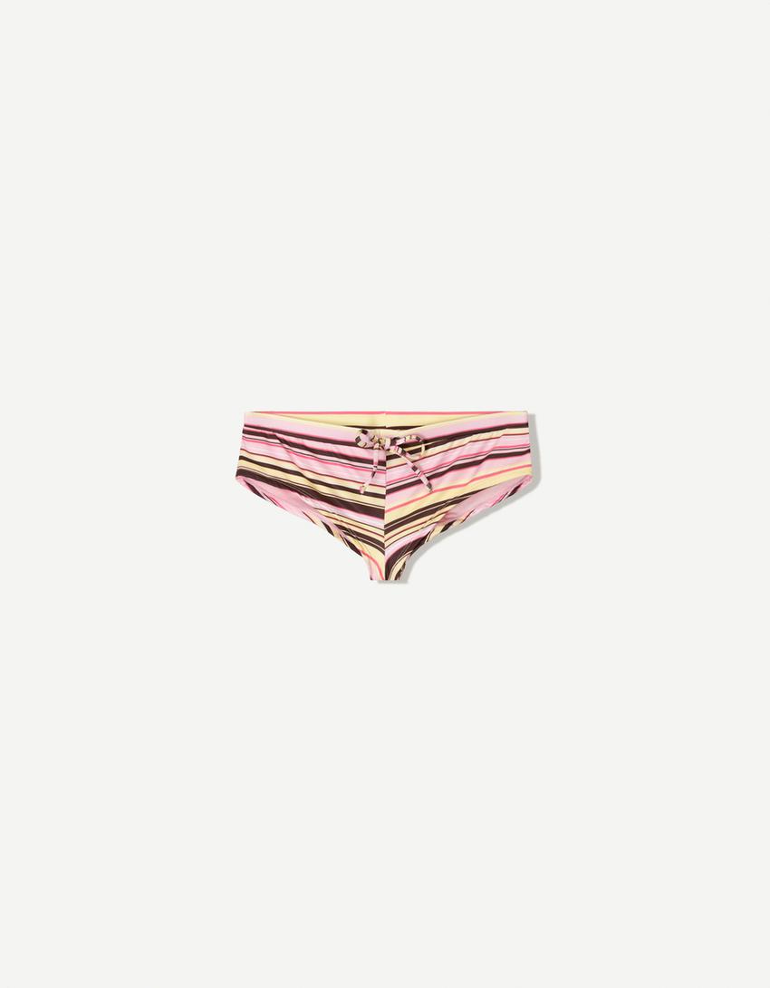 Gestreifte Hot Pants Bikini Hose-Rosa