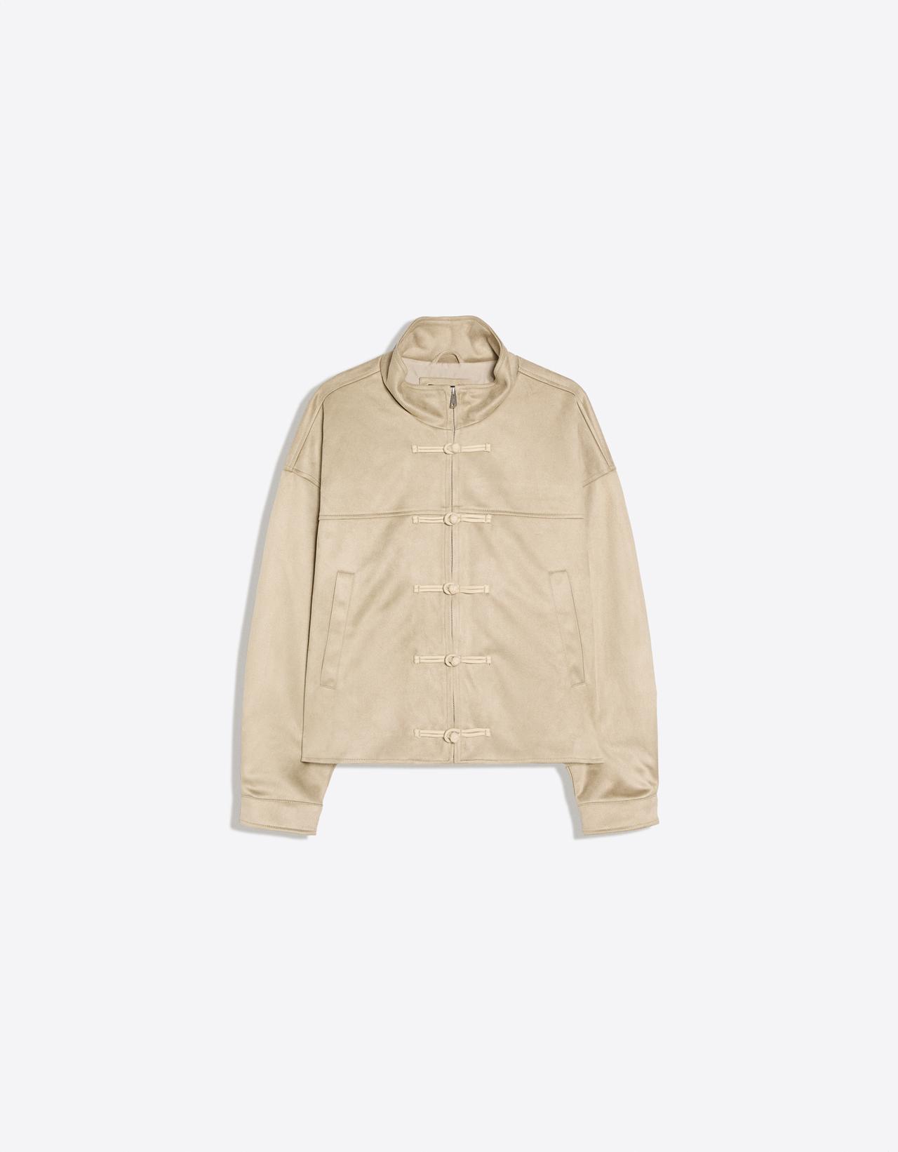Faux suede jacket with clasps — Beige