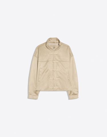 Faux suede jacket with clasps — Beige 5