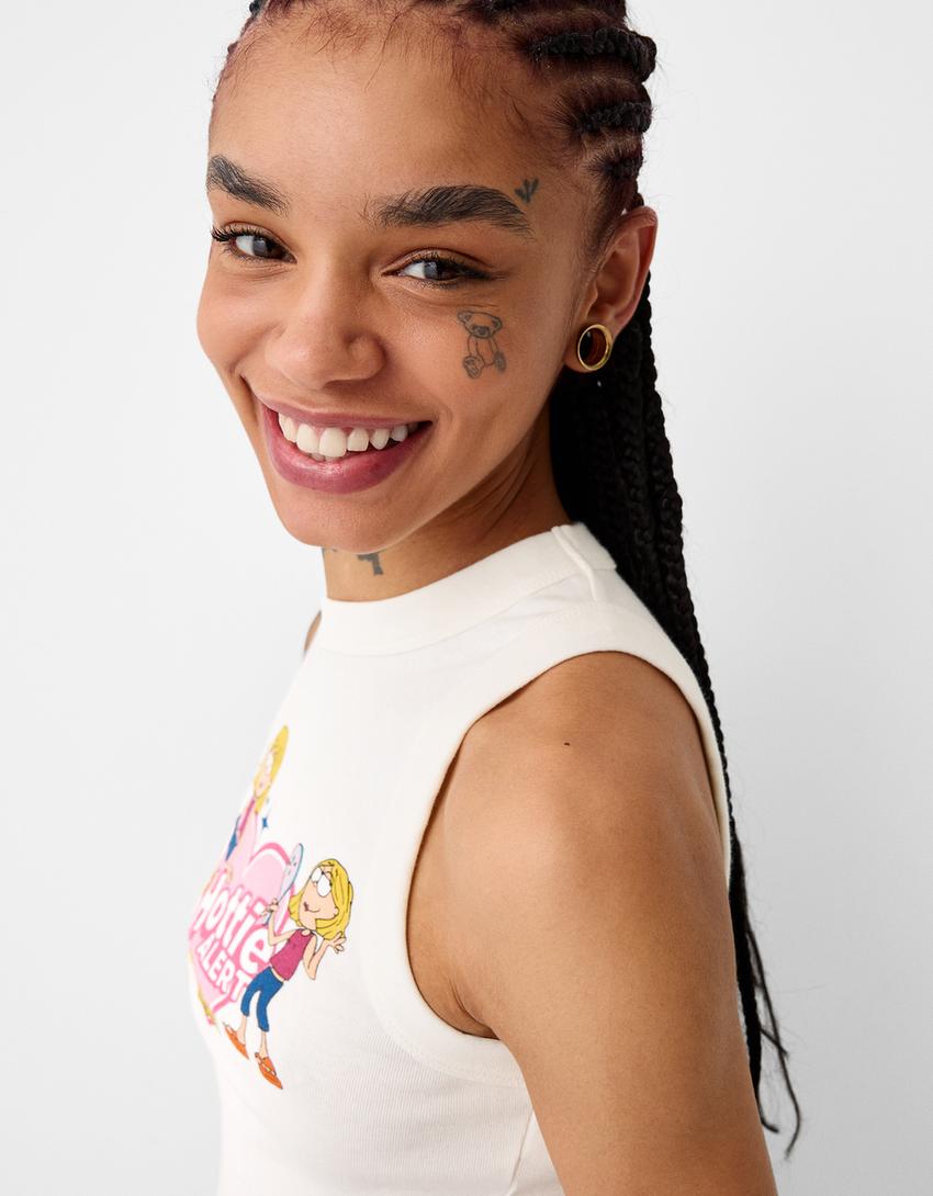 توب Lizzie McGuire-أبيض مطفي-2