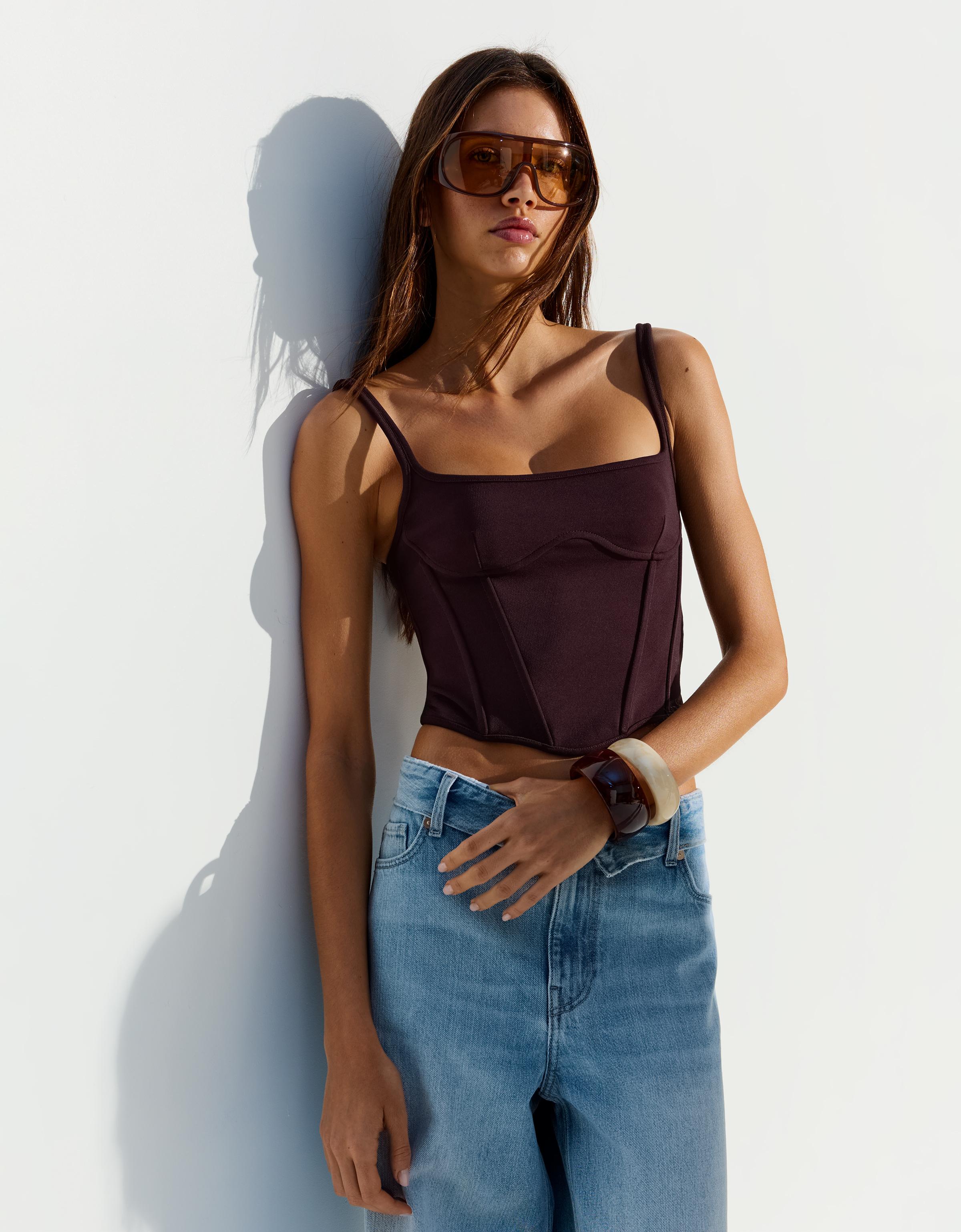 Top Tirantes Corsé Mujer M Morado