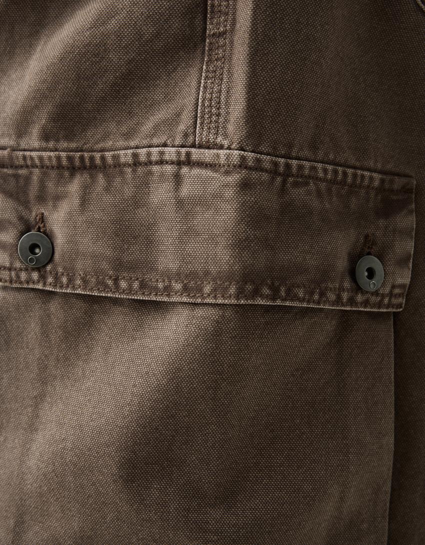 Calças skater cargo efeito lavado-Marrom-5