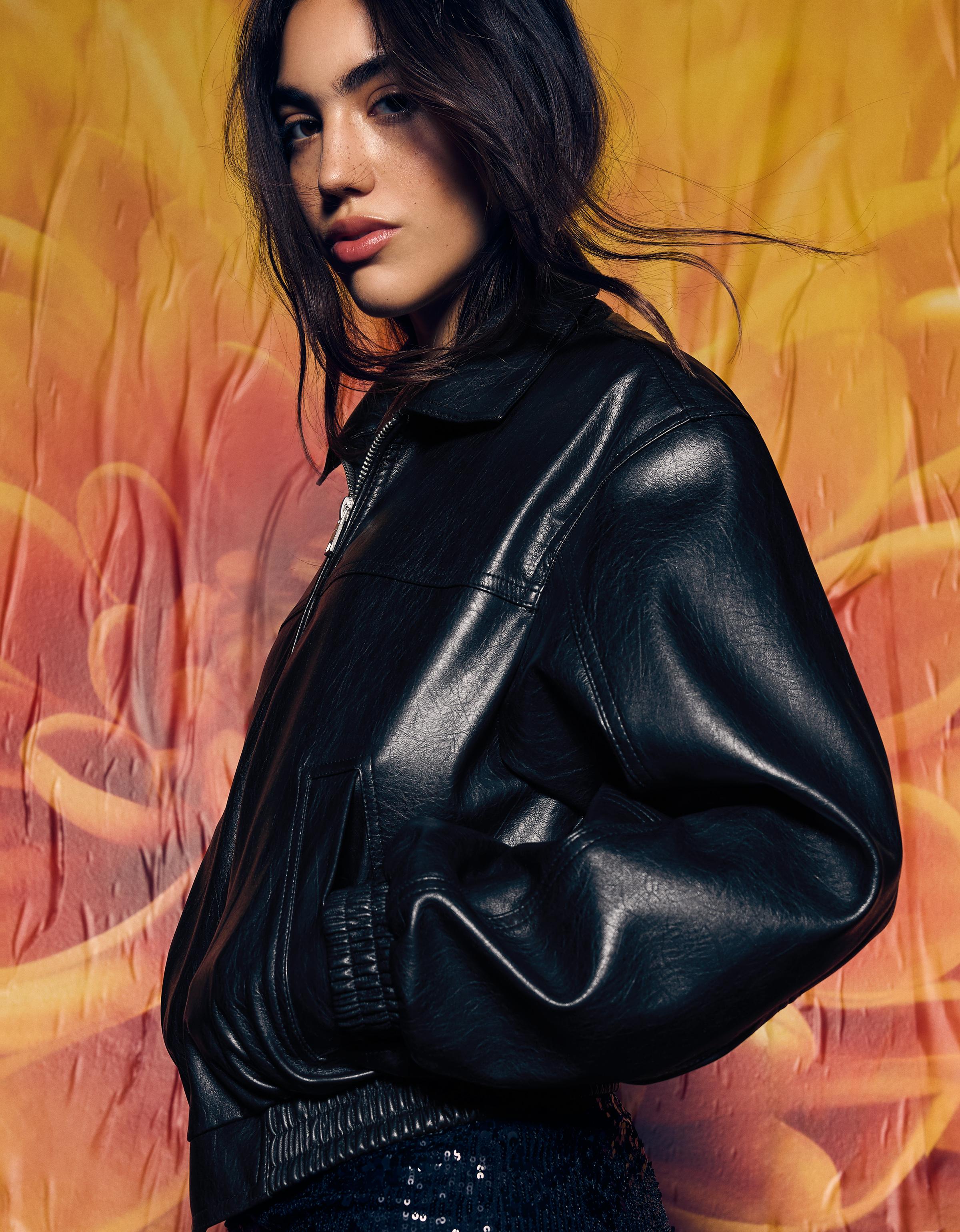 Leather effect jacket — Black