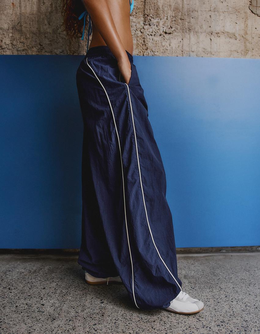 Technical parachute trousers-Navy