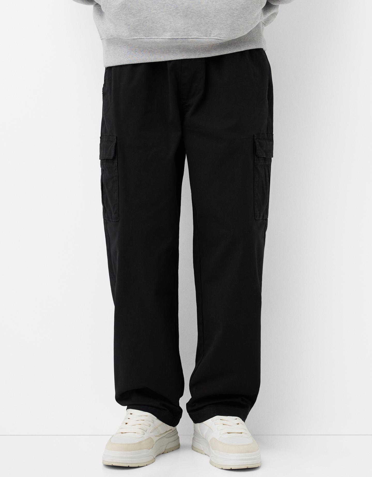 Bershka Pantaloni Jogger Cargo Uomo S Nero