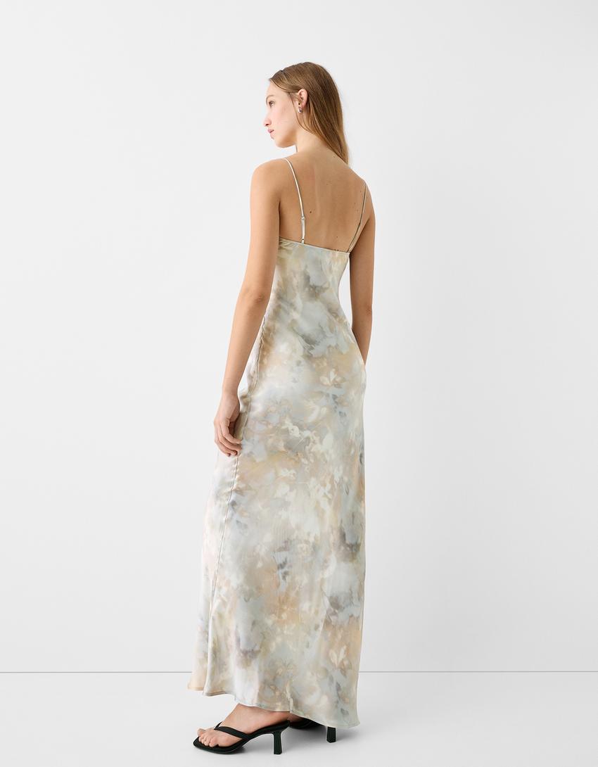 Satin midi dress-Multicolored