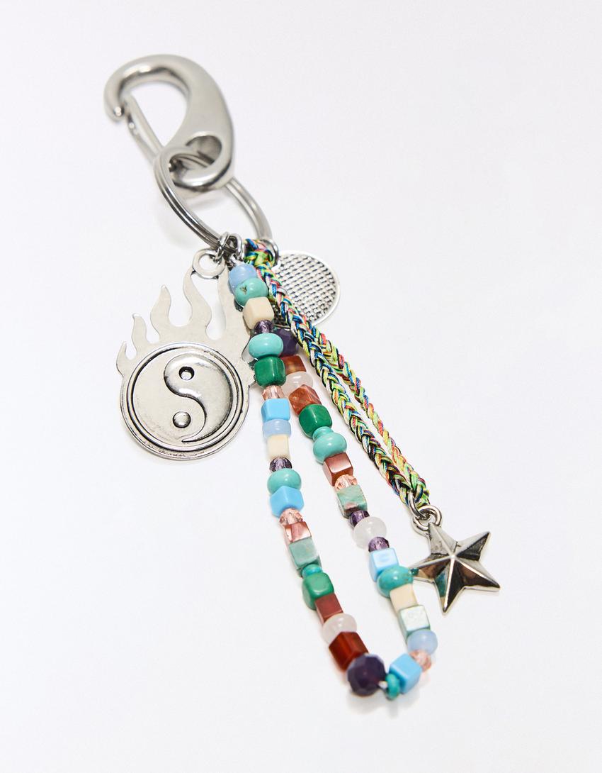 Beaded keyring-Grey