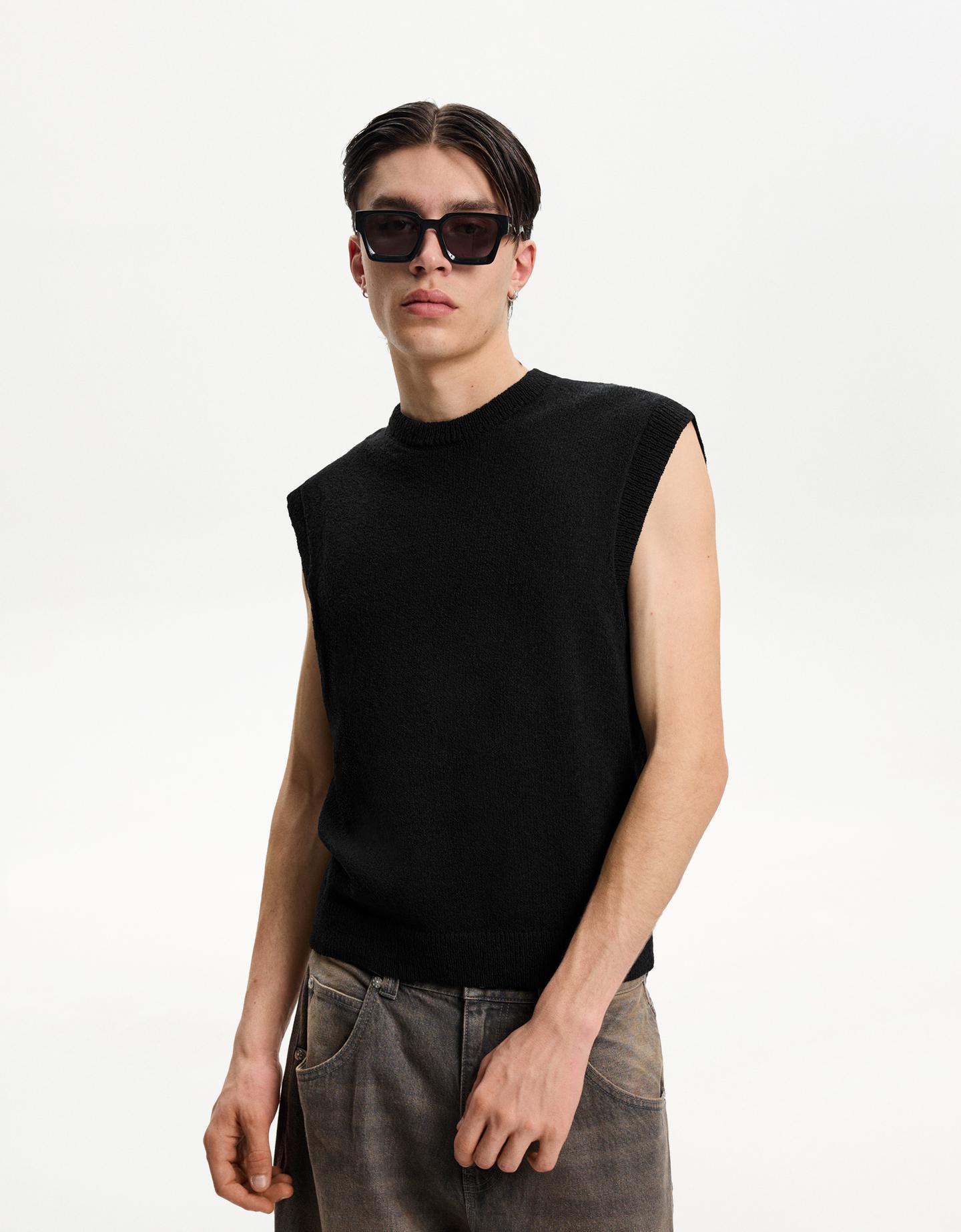 Bershka Chaleco Rústico Hombre S Negro