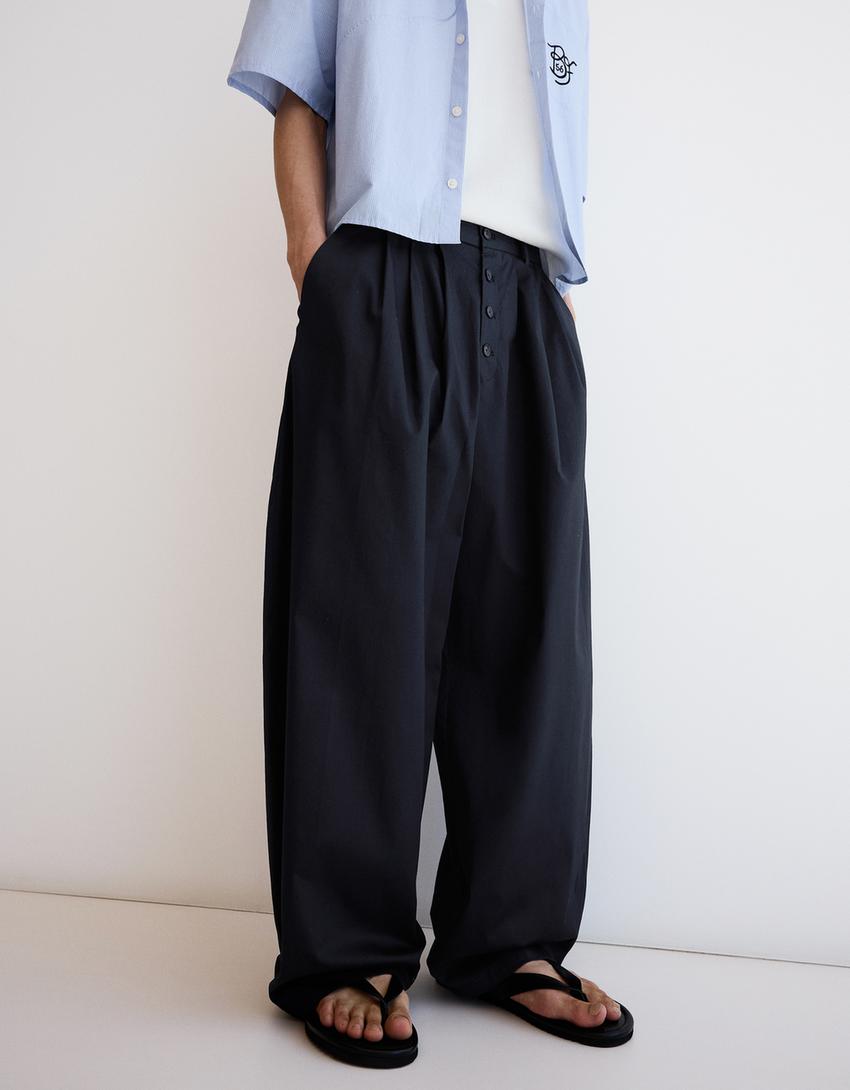 Pantalon barrel tailoring-Marine