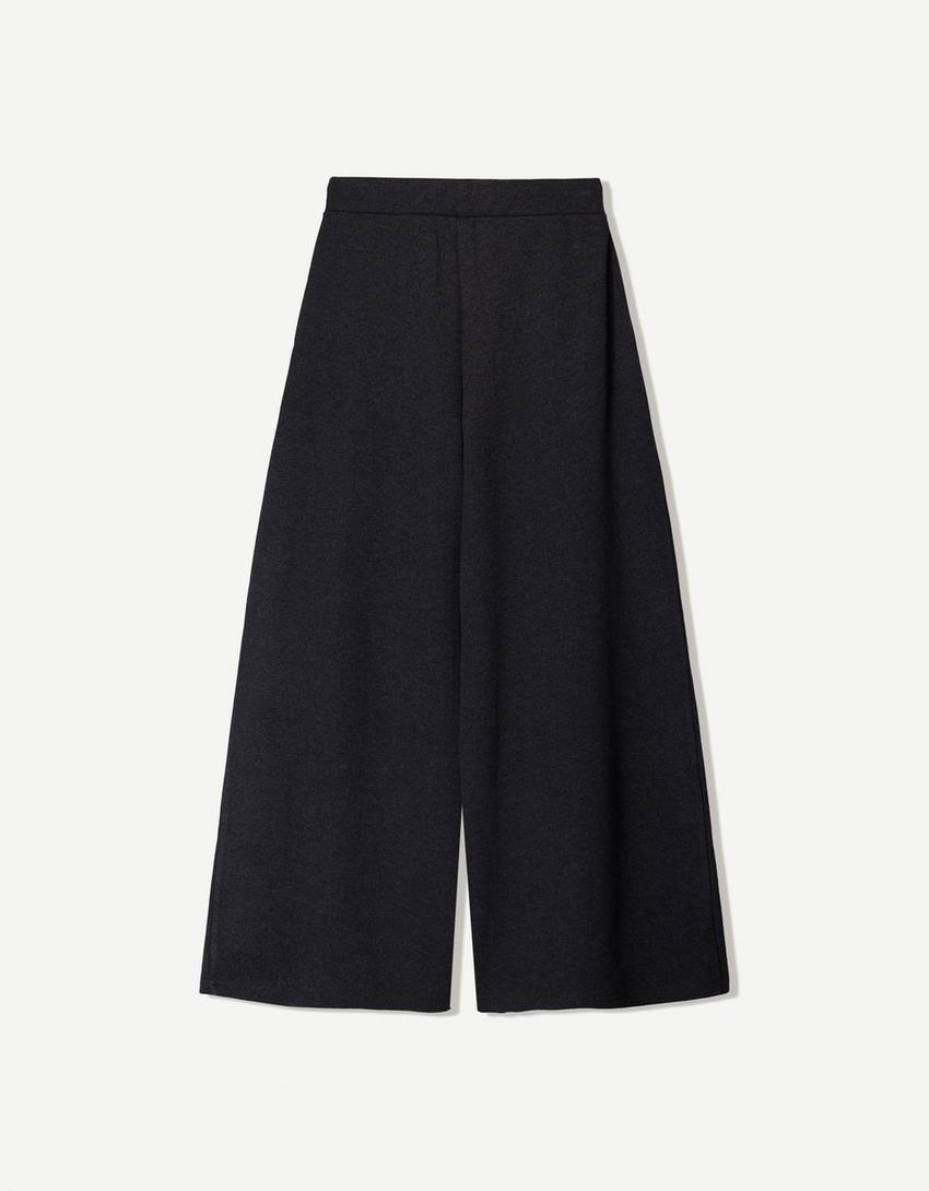 Pensli ve volanlı pantolon-Koyu gri-5