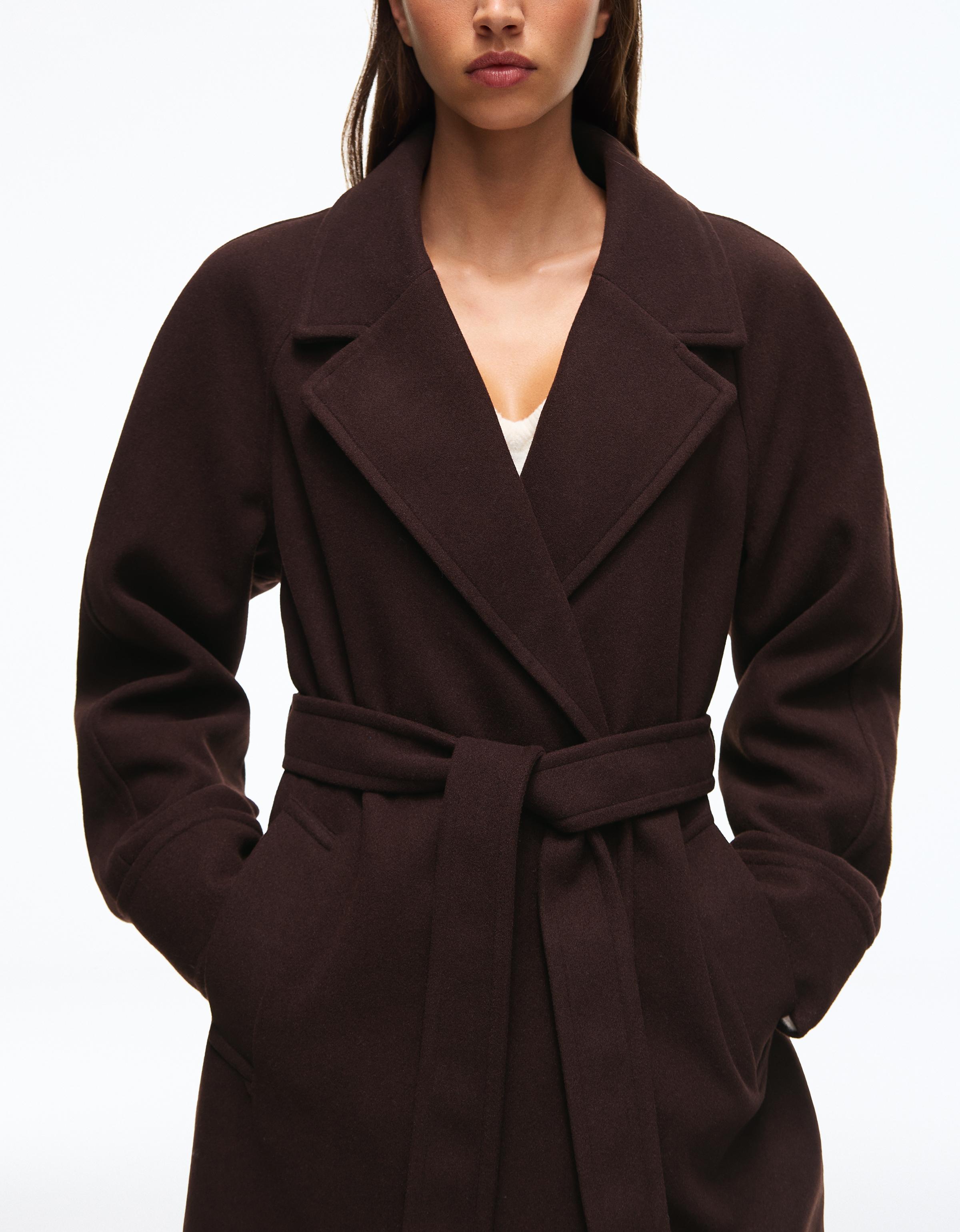 Long soft belted coat — Brown