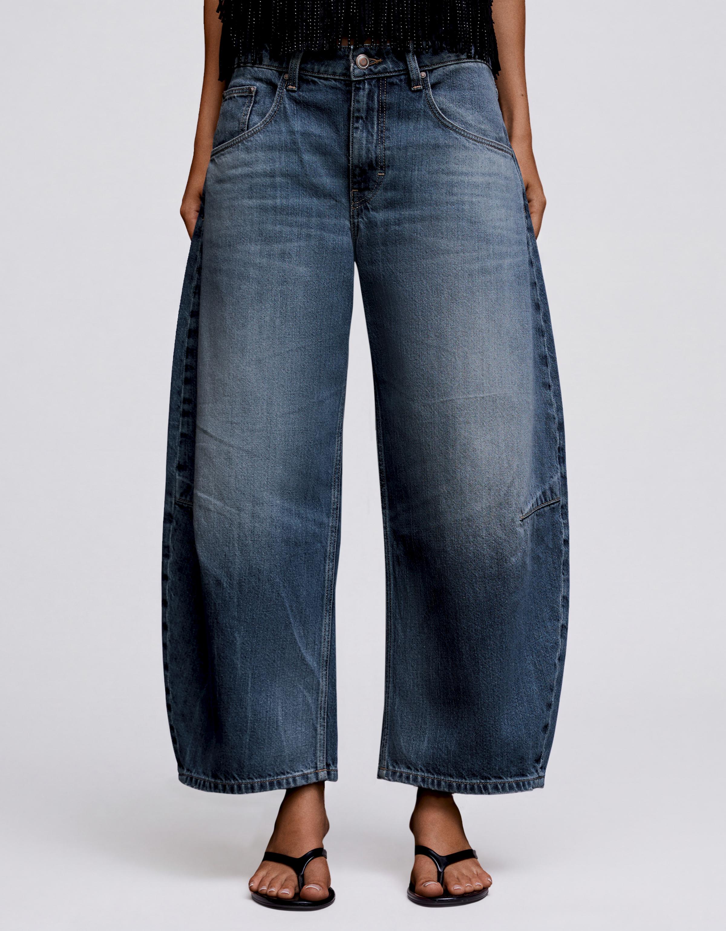 Cropped barrel-leg jeans — Light blue