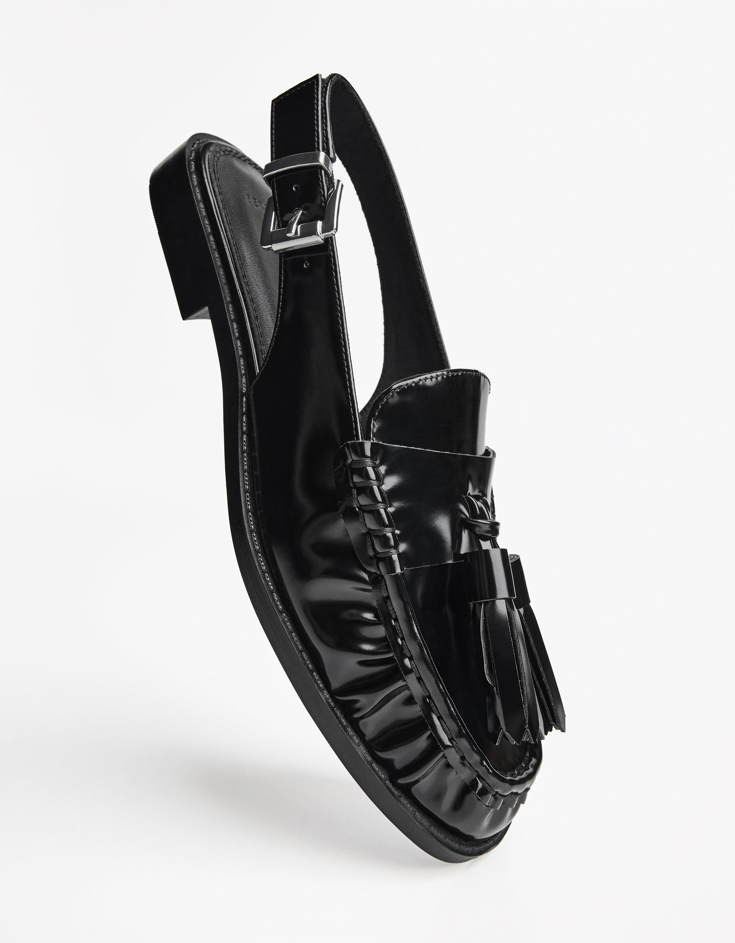 Backless tassel loafers — BLACK