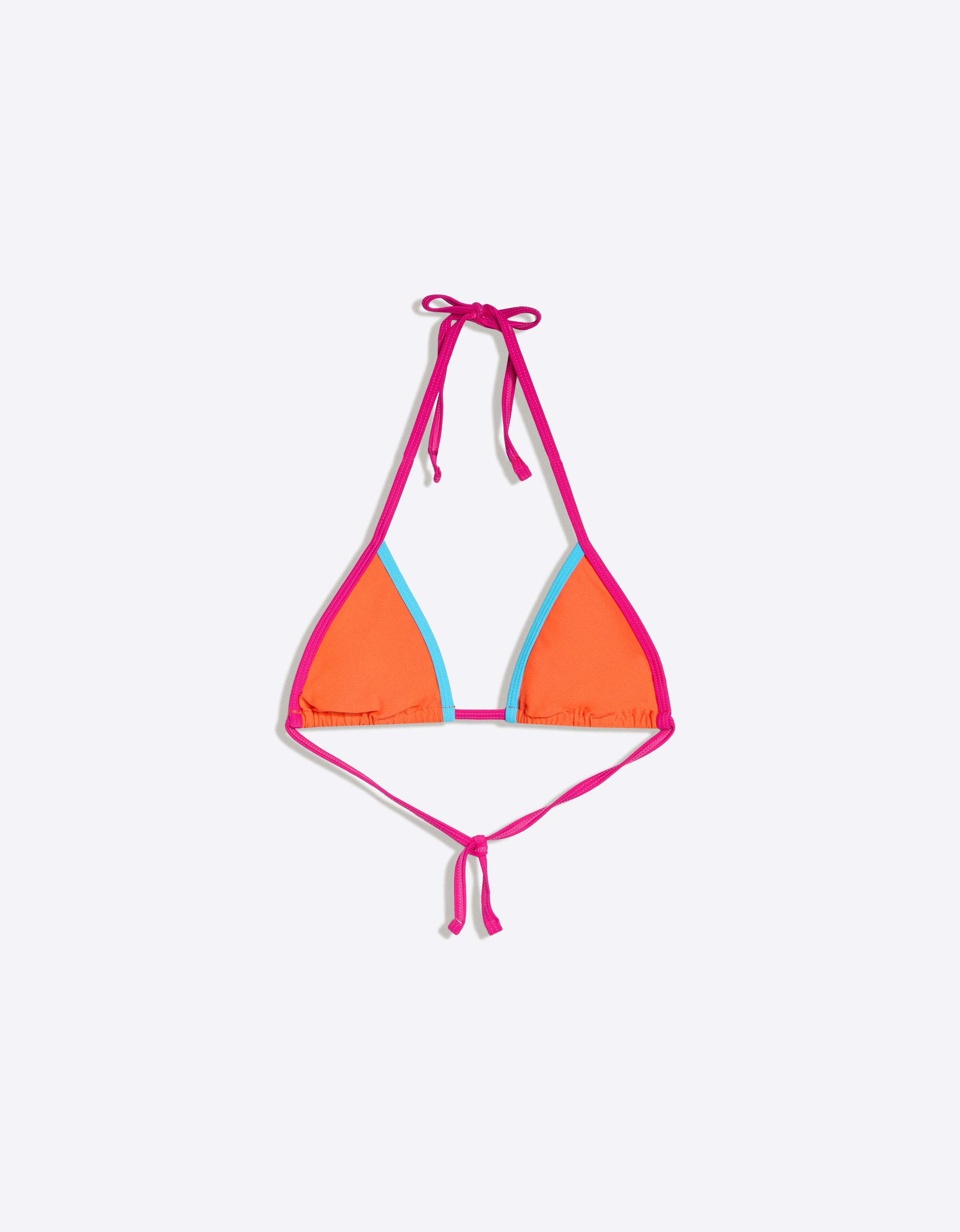 Contrast triangle bikini top — Orange