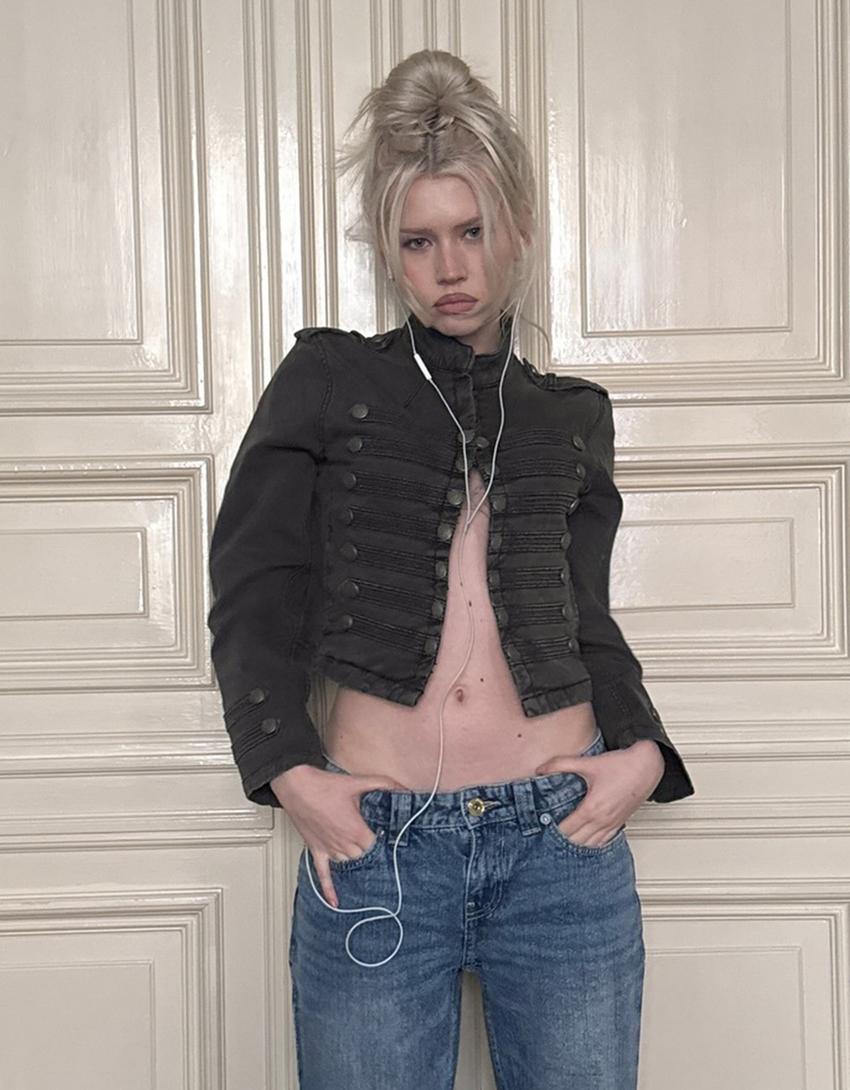 Blouson boutons-Gris foncé