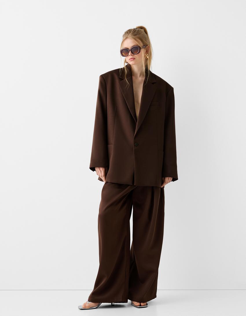 Veste tailleur bouton-Marron-4