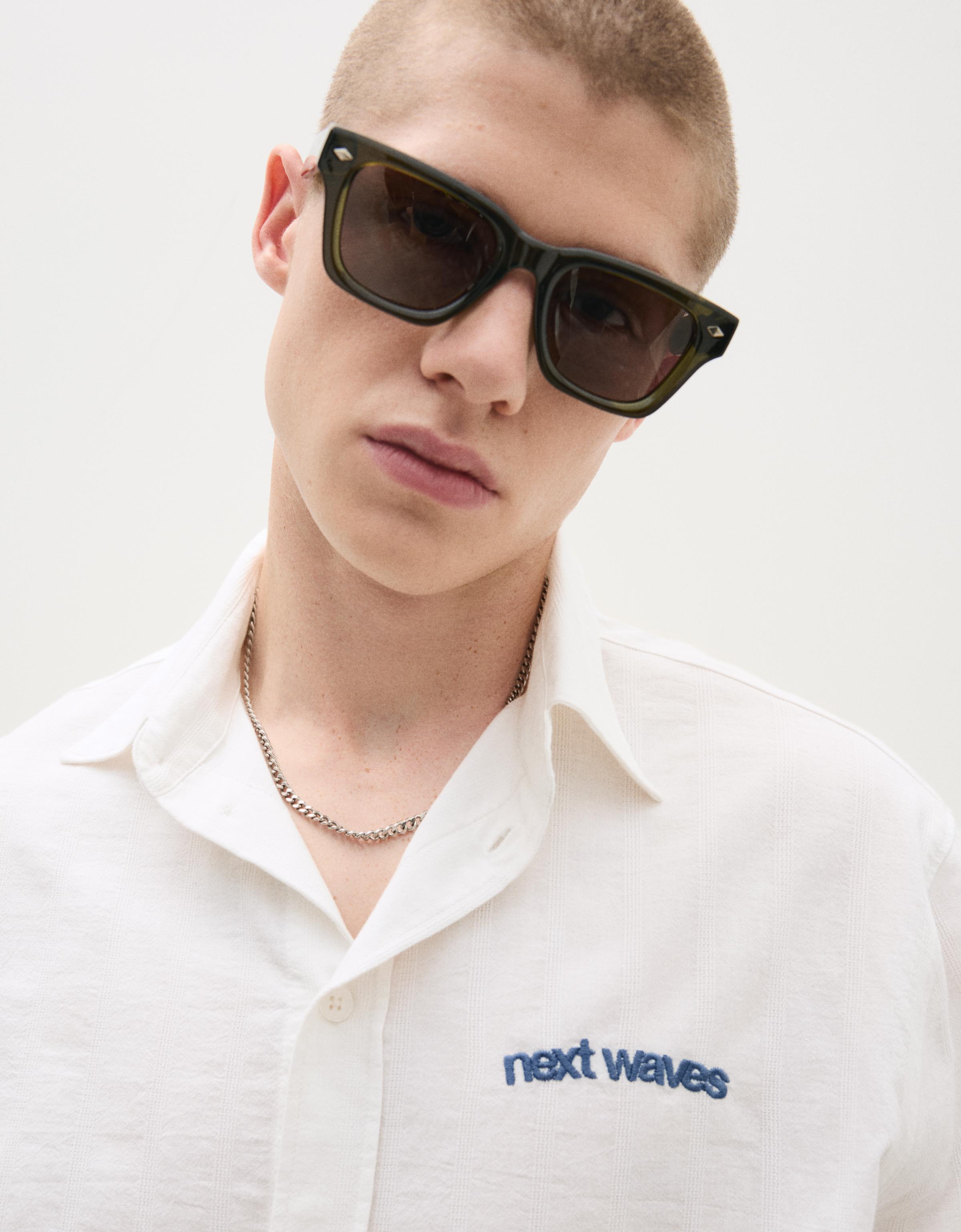 Short sleeve rustic print shirt — White