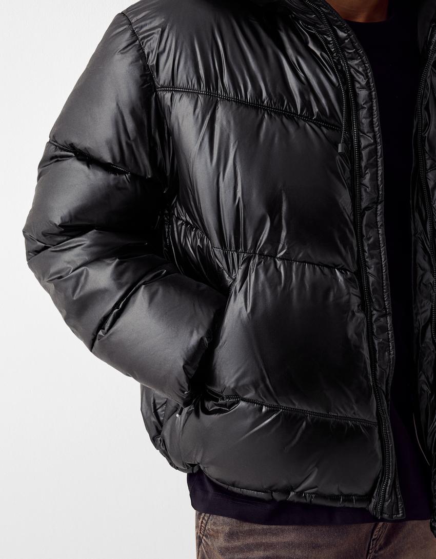 Shiny puffer jacket-Black