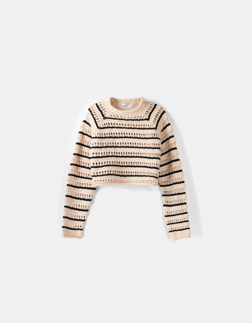 Pull chenille ajours-Noir-4