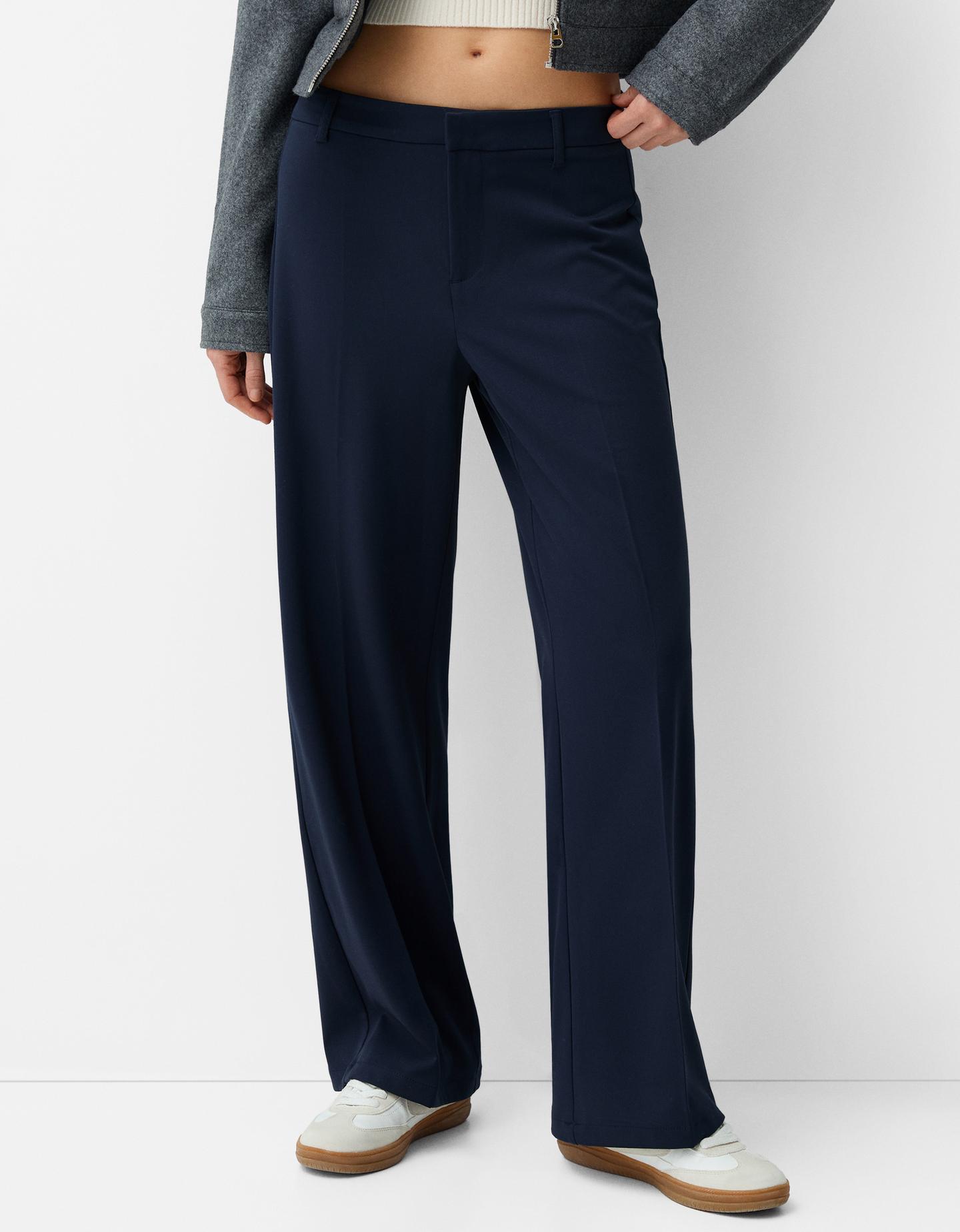 Bershka Pantalón Wide Leg Tailoring Mujer 44 Marino