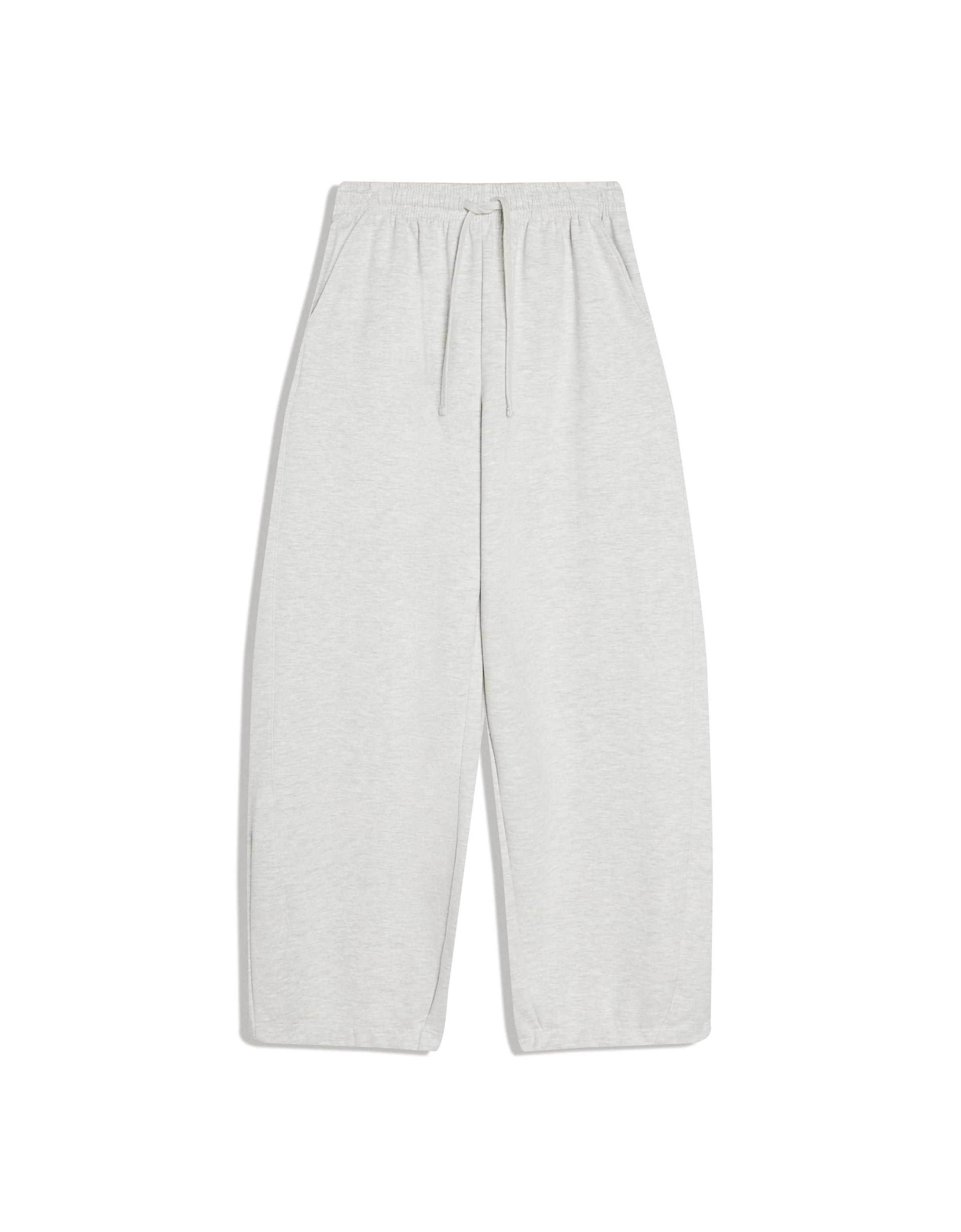 Barrel plush trousers with stoppers — Grey