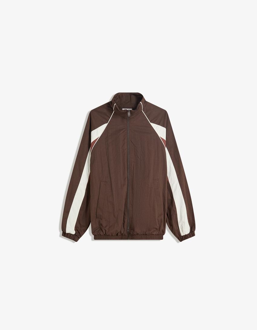 Chaqueta cremallera ligera-Marrón-1