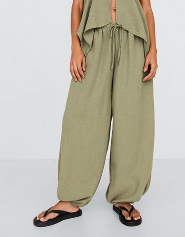 Rustic sarouel trousers — Khaki 4