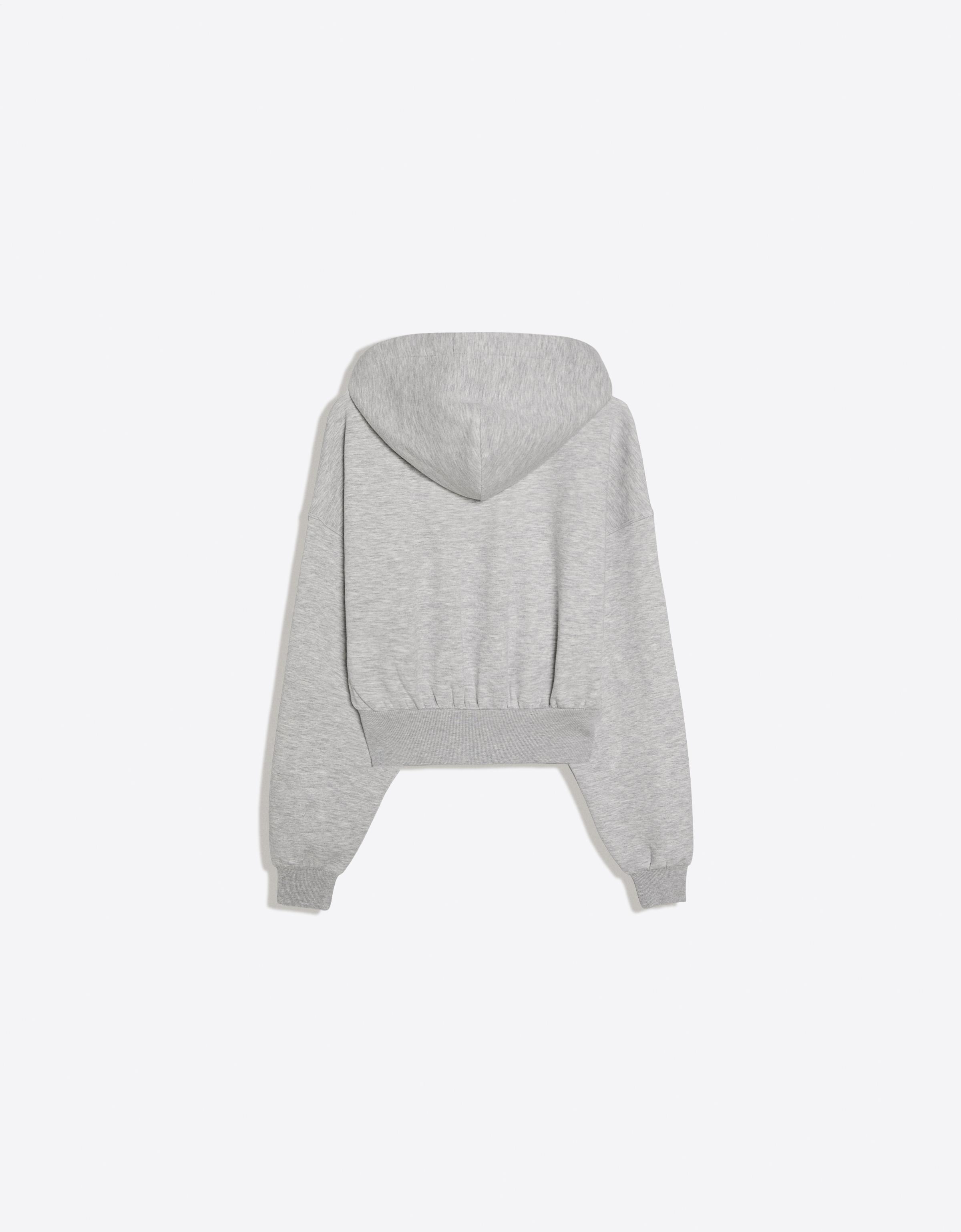 Zip-up hooded sweatshirt with sash — Grey