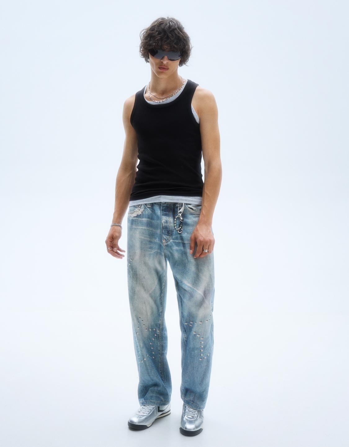Baggy printed jeans