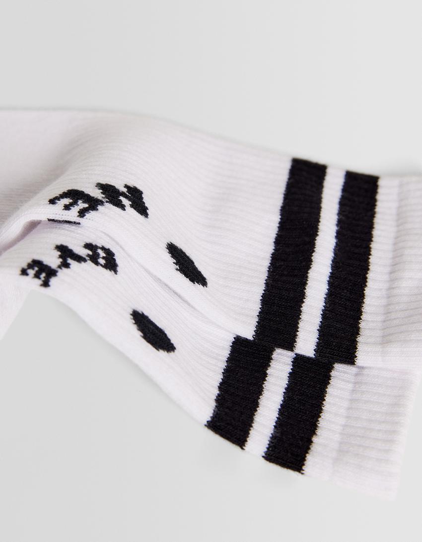 حزمة من 3 ازواج جوارب بطبعة-أبيض-1