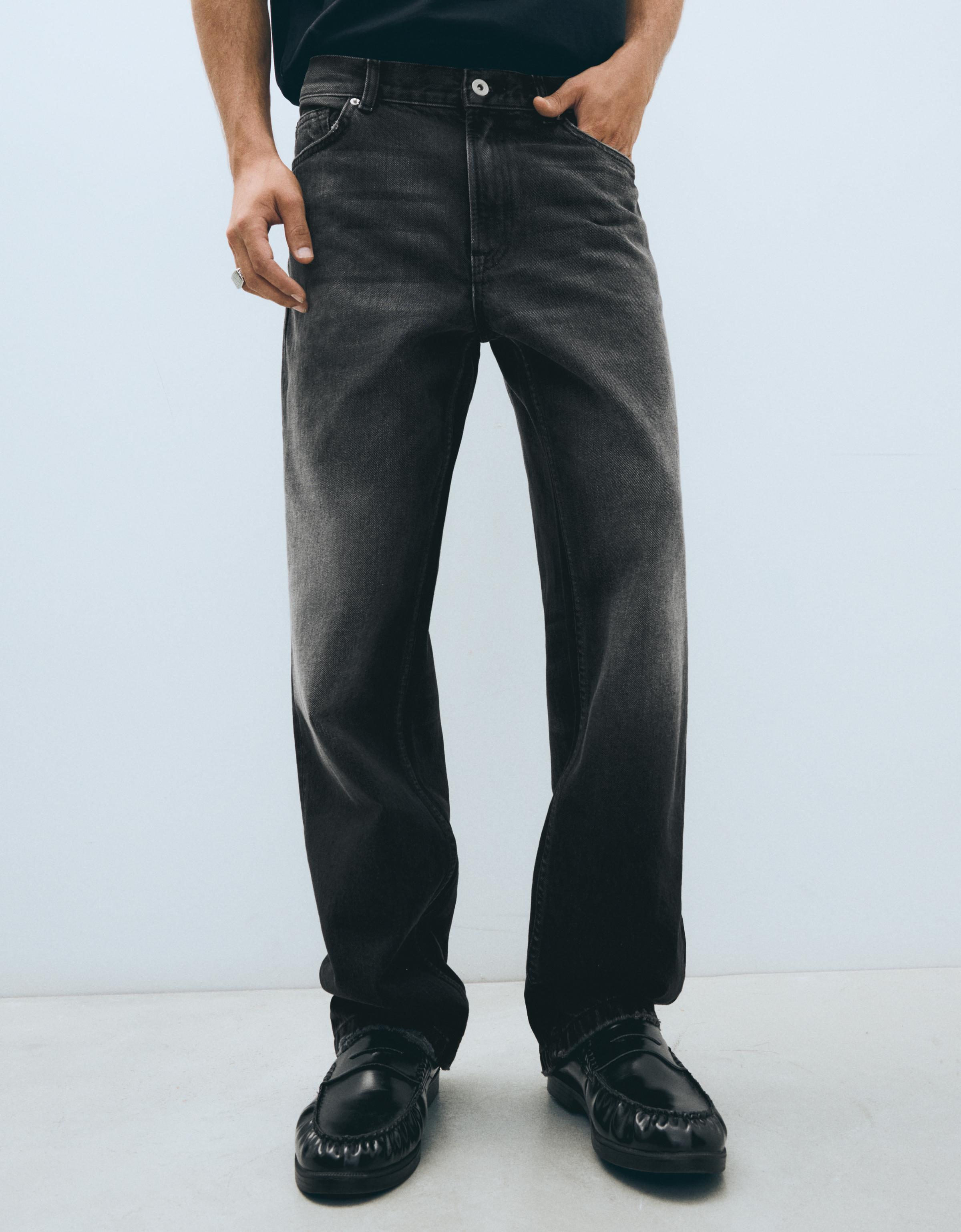 Straight wide-leg jeans — Black