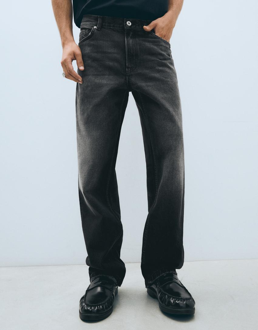 Jeans straight wide-Negro