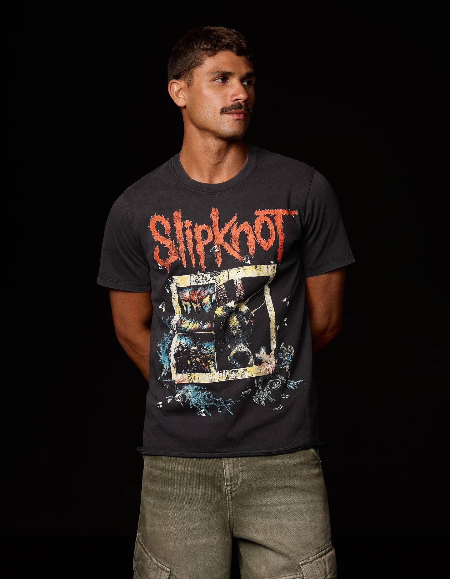 Bershka koszulka regular fit z krótkim rękawem slipknot szary