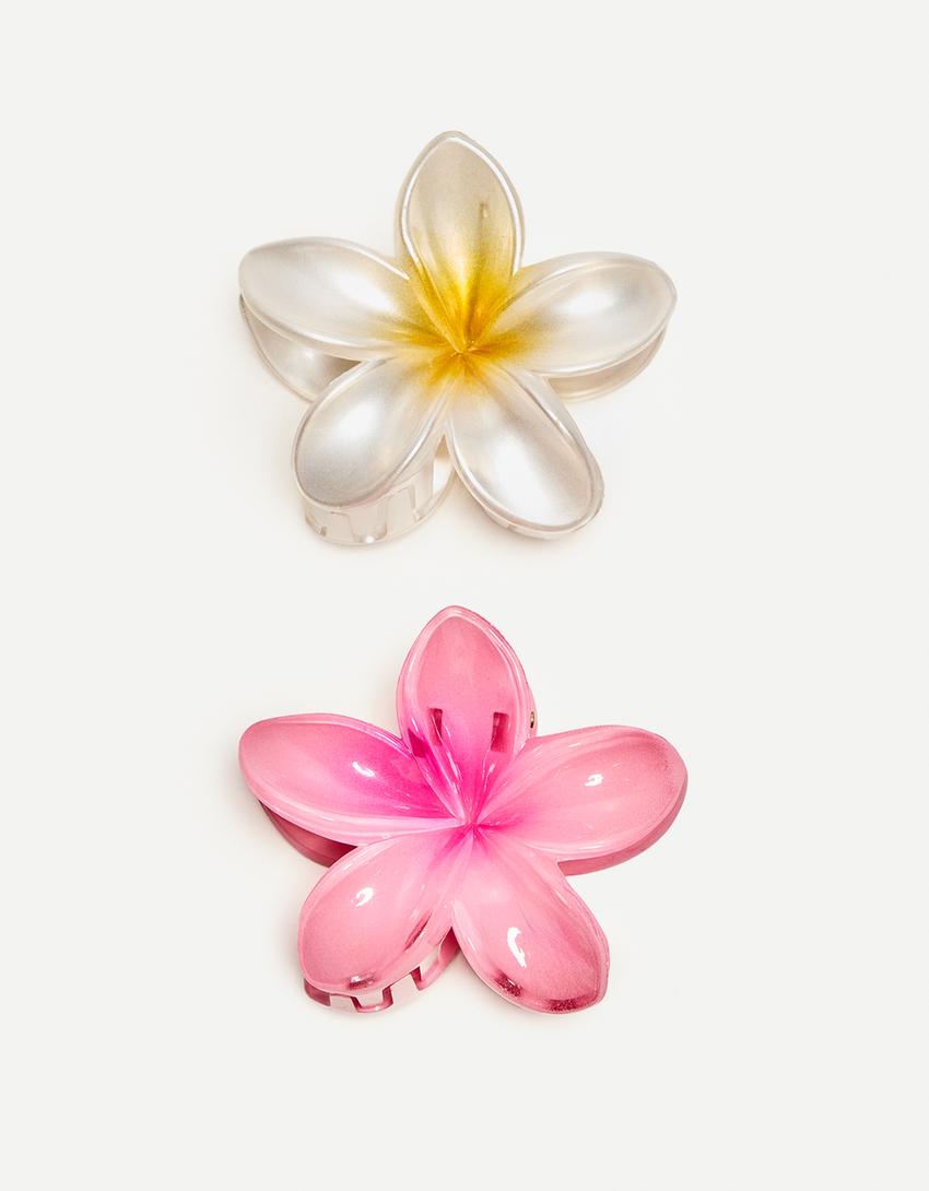 2-pack of flower hair clips-Pink-3