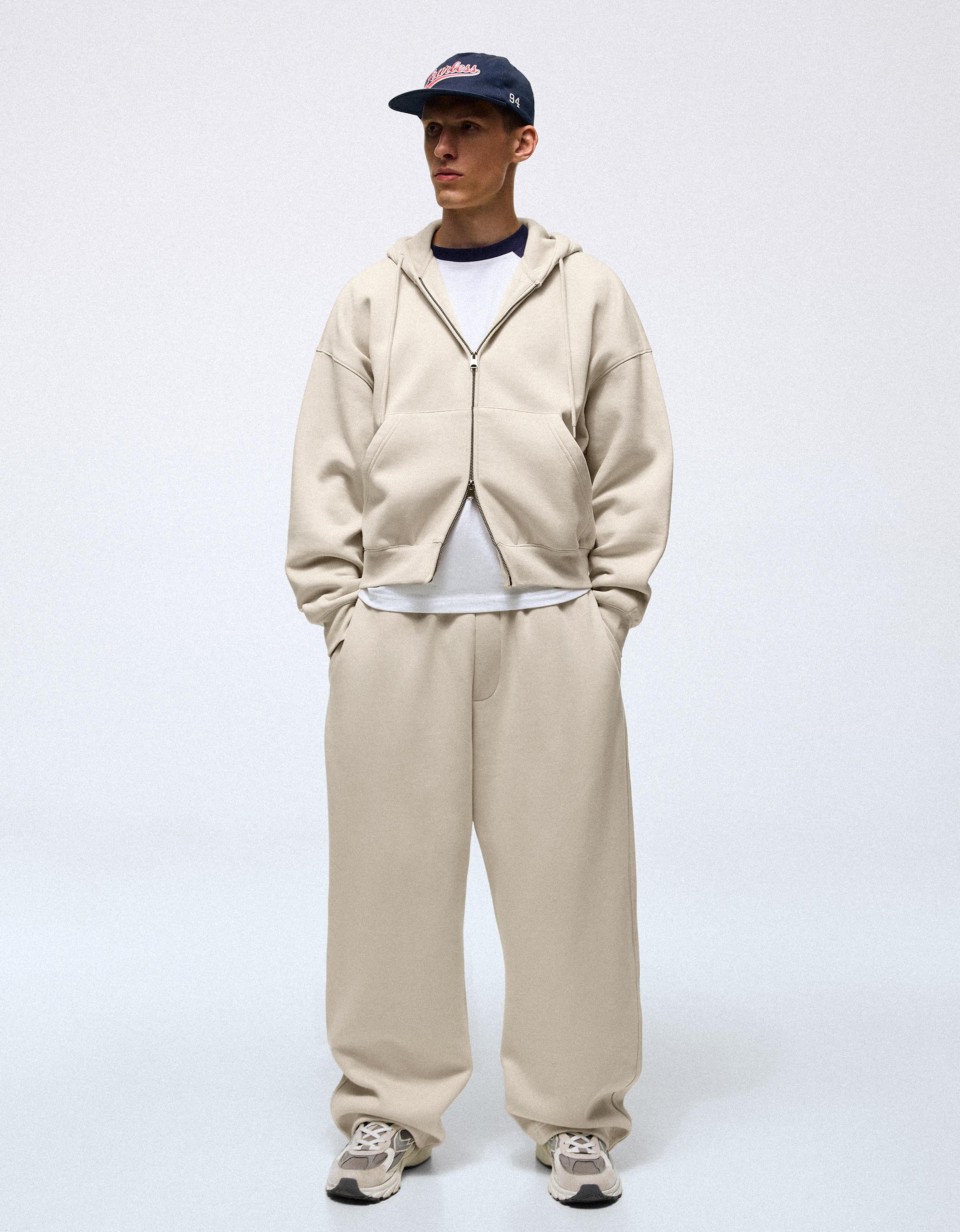 Zip-up hoodie — Stone