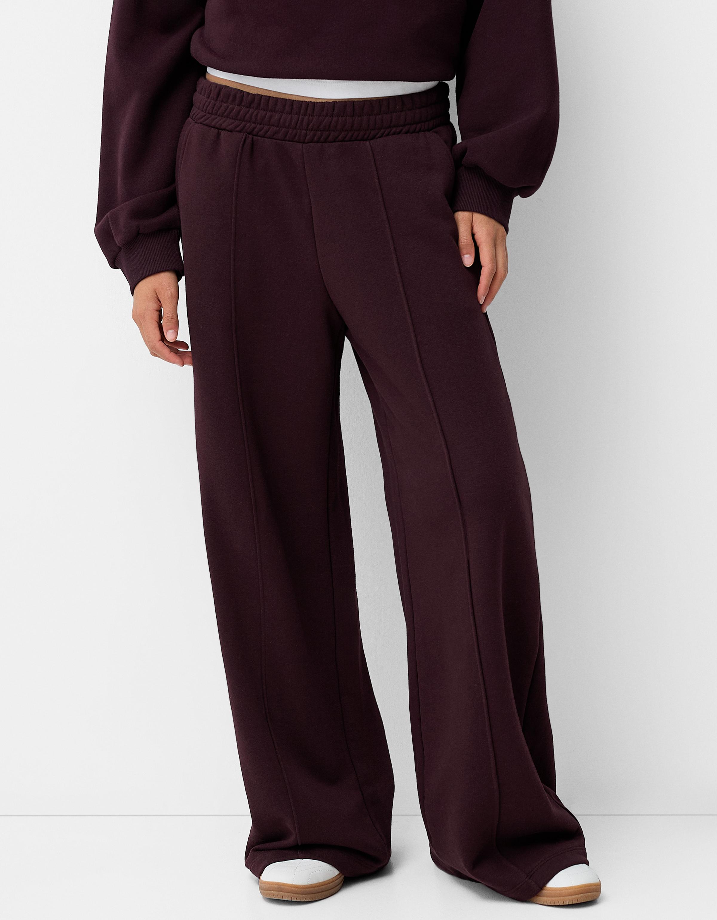 Bershka Wide Leg Hose Aus Plüsch Damen L Violett