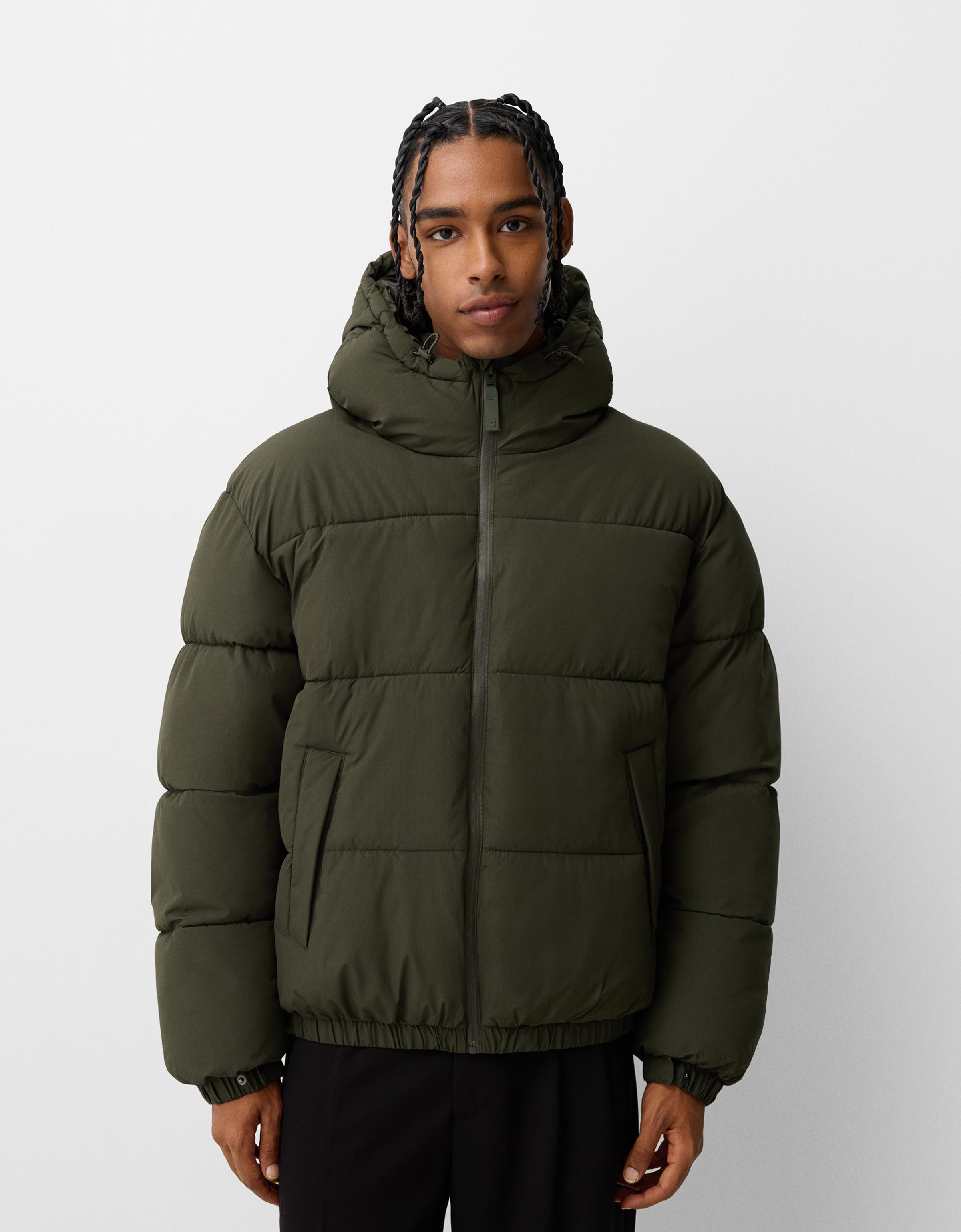 Puffer jacket with hood Men Bershka