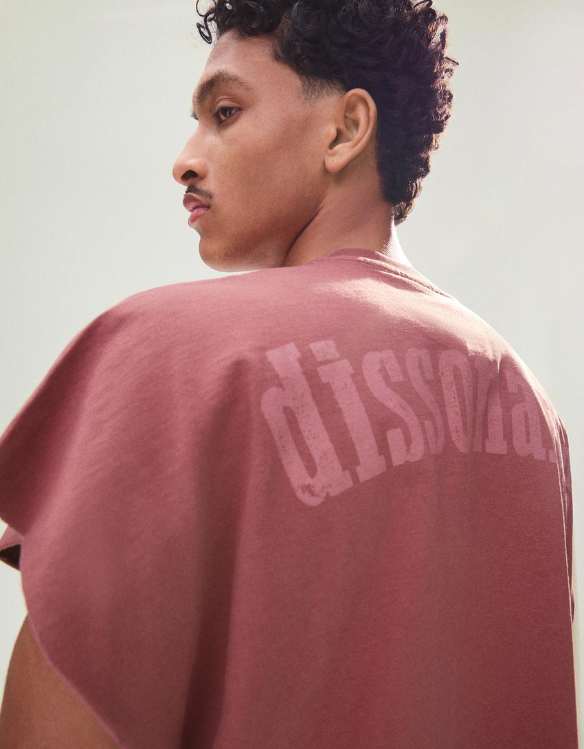 T-shirt senza maniche oversize stampa-Porpora