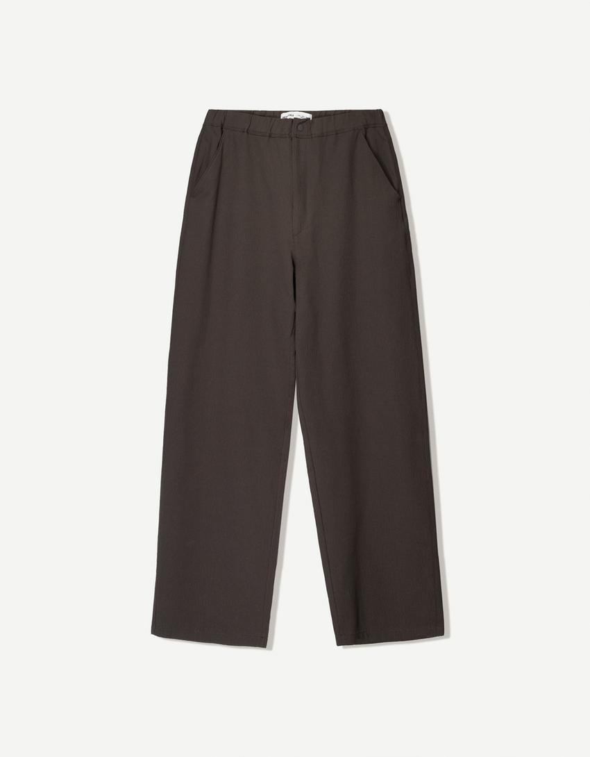 Pleated baggy jogger trousers-Sand