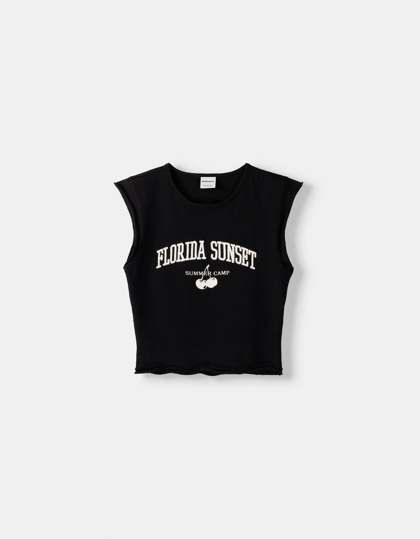 تيشرت مطرز بدون أكمام-أسود-4