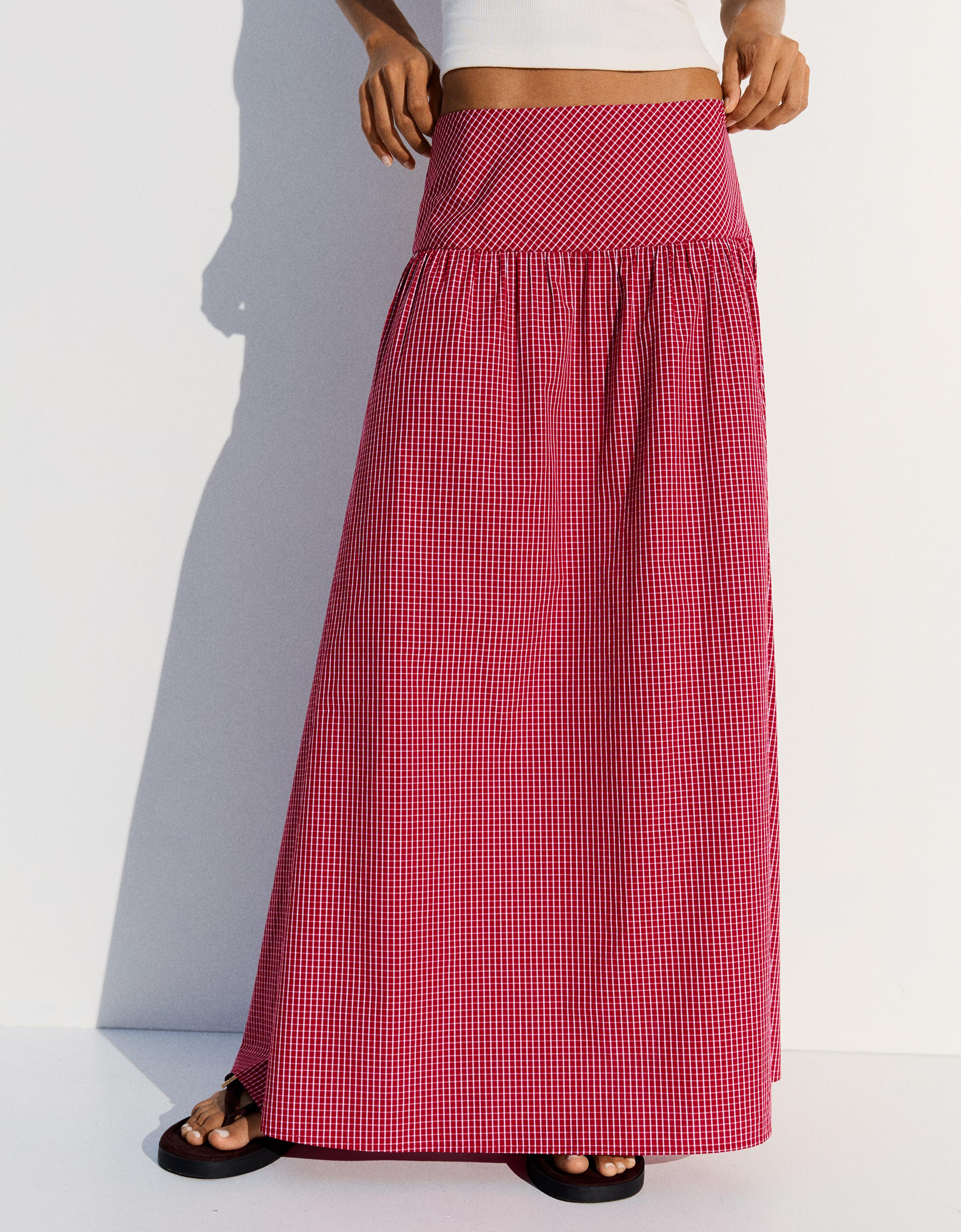 A-line midi skirt — Red