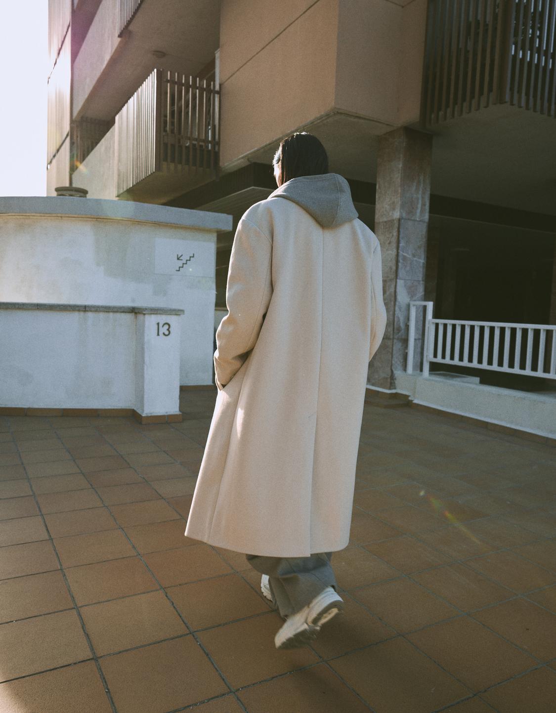 Double-breasted wool cloth coat