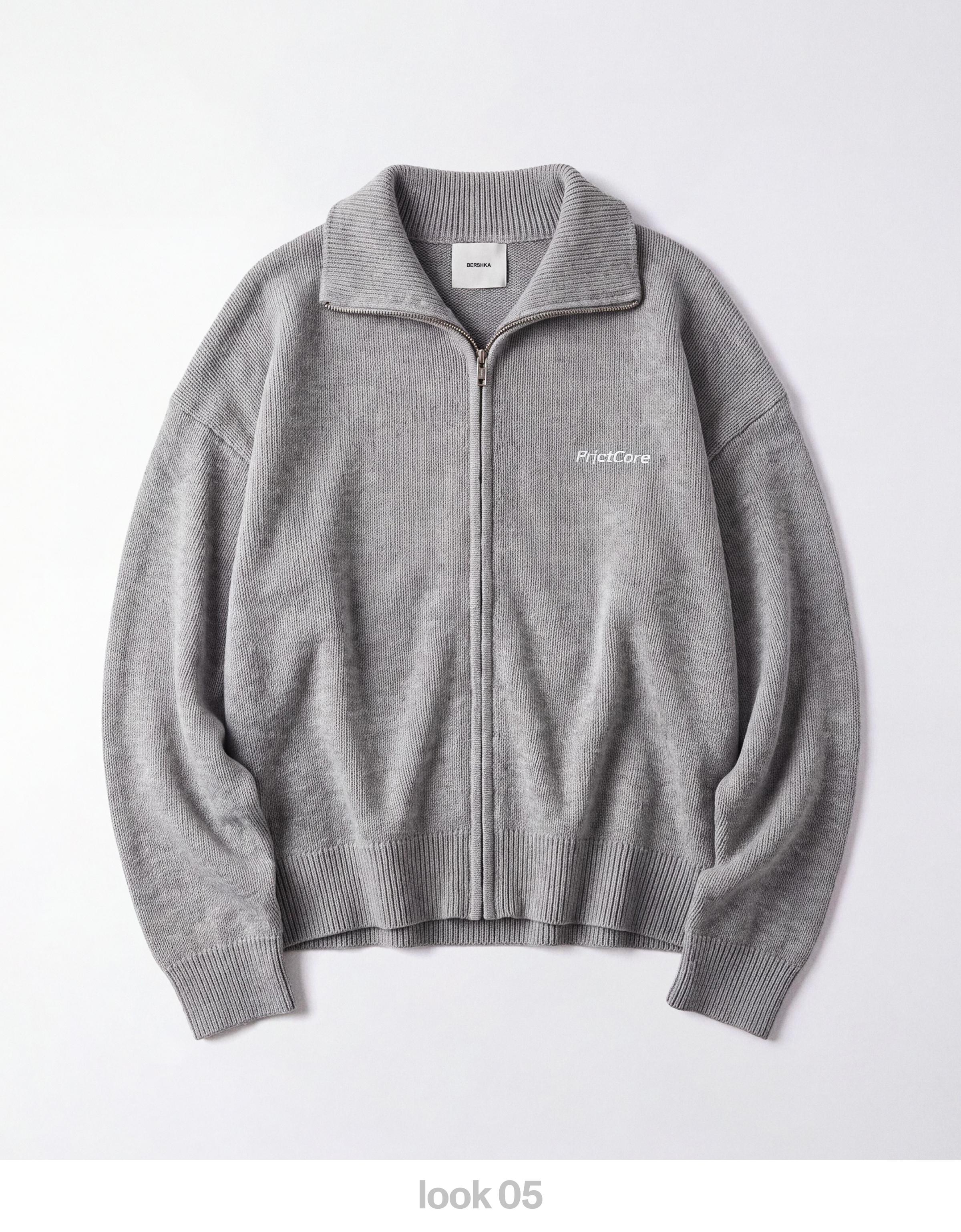 Boxy knit zip jacket — Grey